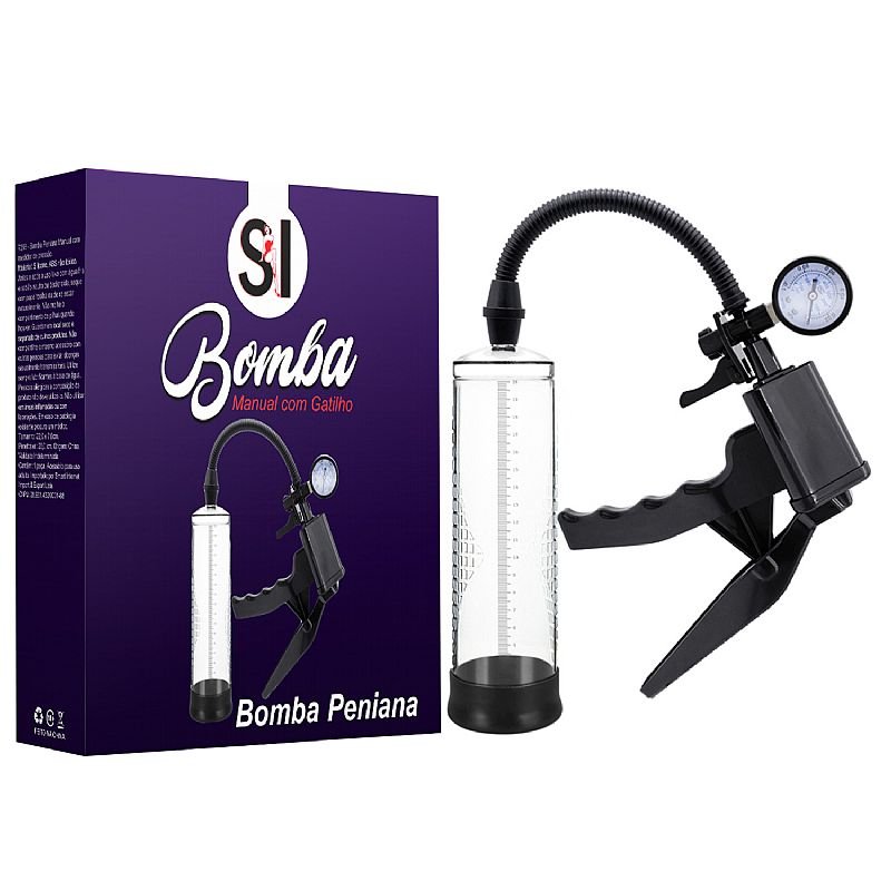 Bomba Peniana Manual com Medidor de Pressao - cilindro transparente e manometro
