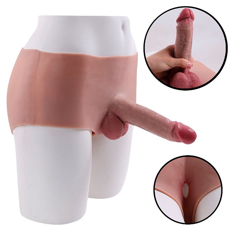 Cinta em silicone com prótese integrada — design contínuo e realista