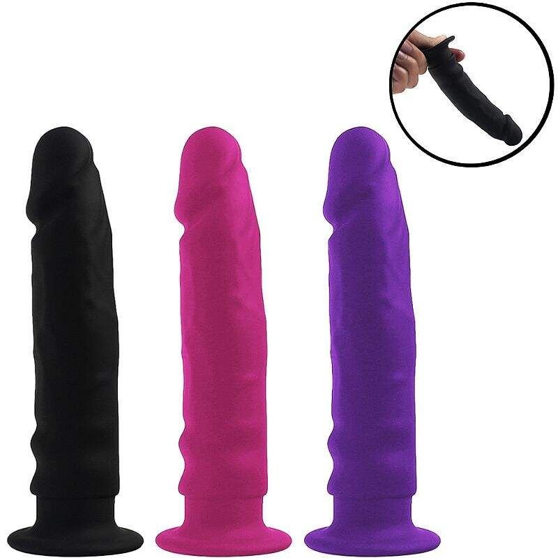 Prótese plug anal reto com glande e ventosa — formato realista com base ventosa para uso sem mãos