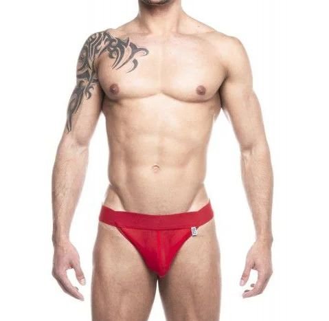 Cueca Sex Slip em Tule — transparência total, modelo vermelho