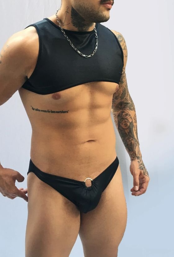 Conjunto Cueca Sex e Cropped Cirrê — look completo com brilho
